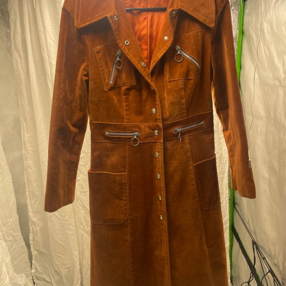 Steampunk jacket womens, vegan suede, small,